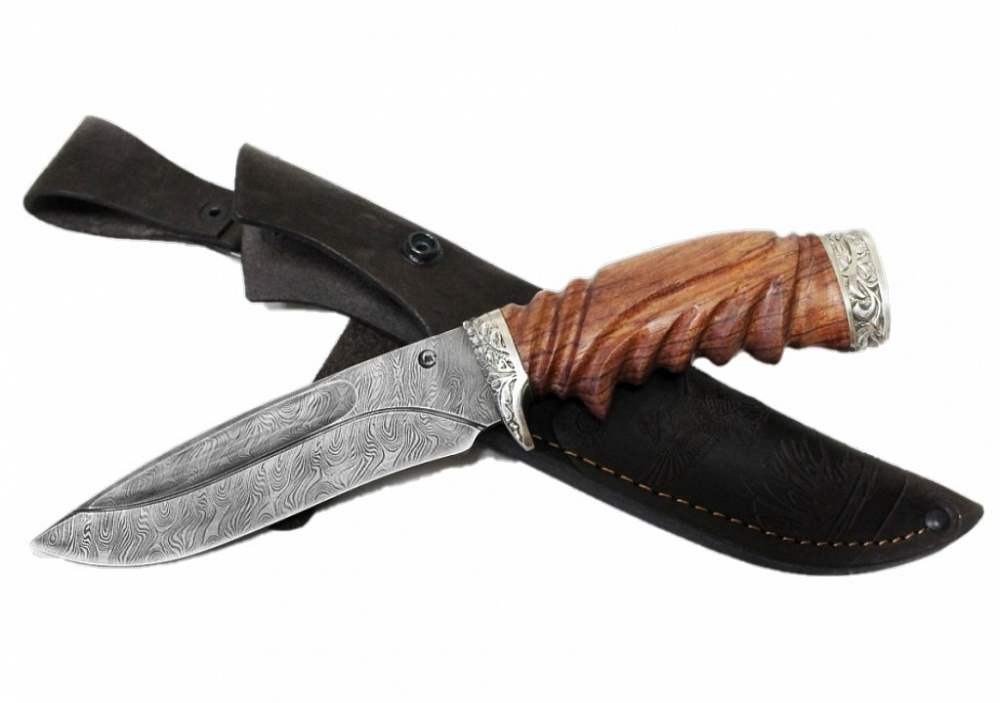 Ворсма нож Скиф, дамаск, литье, резная рукоять из ценных пород дерева