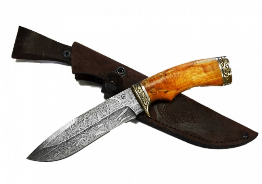 Ворсма нож Скиф, дамаск, рукоять из стабилизированной карельской березы