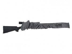 Чехол-носок для ружья из синтетического материала (смесь силикона и полиэстра). Цвет серый с чёрным логотипом. Длина 132,08 см.